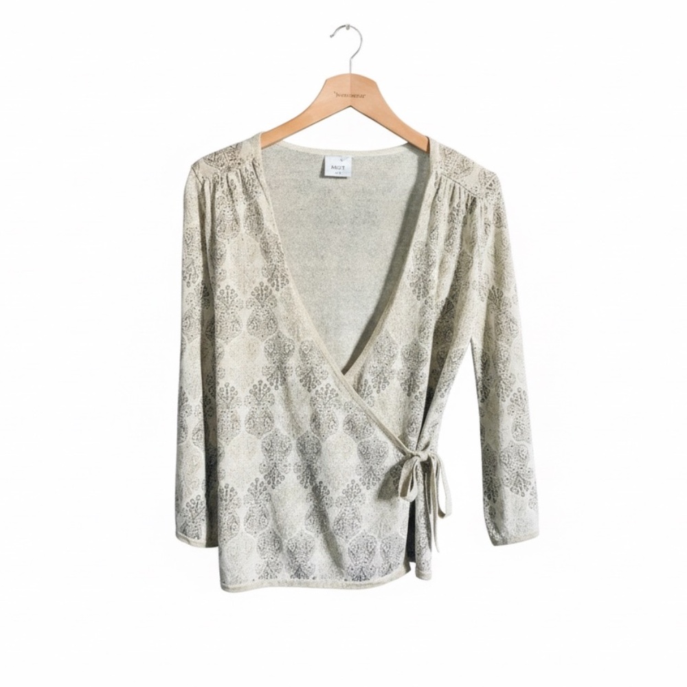 BOGO NEXT Glitter Gold & Earth Tone Wrap Sweater UK 10